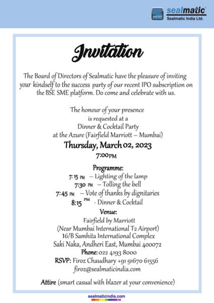 Sealmatic Invitation