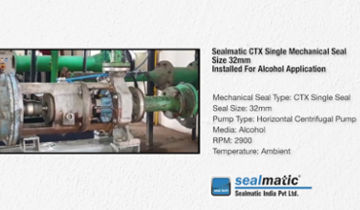 Sealmatic CTX Single Mechanical Seal Size 32mm Installed For Alcohol Application